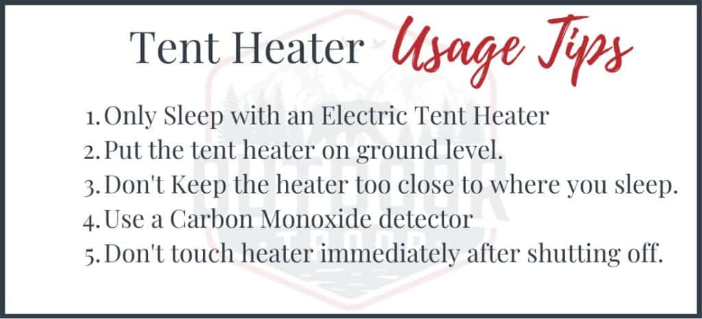 5 tips on using a heater in your tent when camping or backpacking.